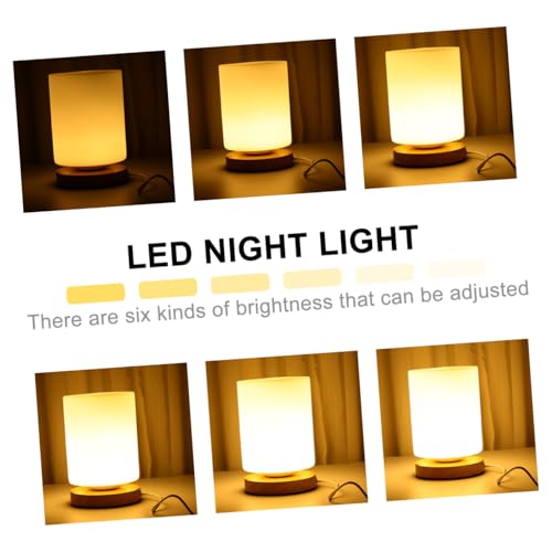 Lámpara de mesa de noche LED de madera con carga USB miniatura 3