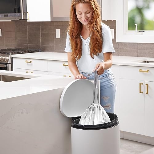 Image of Plasticplace Custom Fit Trash Bags, Compatible with simplehuman Code K Packs, White Drawstring Garbage Liners 10 Gallon, 24'' x 28'' (20 Count /5 Pack)