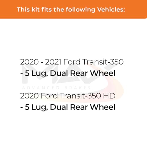 Image of Max Advanced Brakes Front & Rear Brake Kit Compatible With 2020 2021 Ford Transit-350 Dual Rear Wheel w / 5 Lug Rotors Replacement Premium OE Disc Brake Rotors and Ceramic Brake Pads