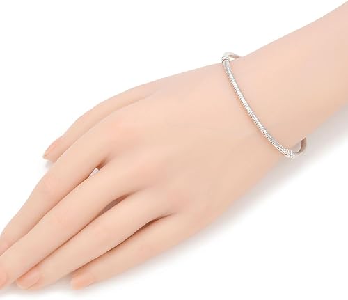 Miniatura 2 de Adabele 1 pulsera de plata de ley auténtica de 0.118 in de cadena de serpiente de 6.5 pulgadas, 7 pulgadas, 7.5 pulgadas, 8 pulgadas, 8.5 pulgadas