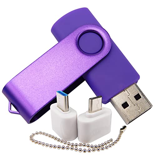 Clé USB OTG pour téléphone portable de 2 Go avec adaptateur USB-C couleur violette