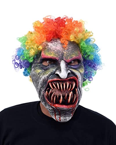 Zagone Studios Sick-O Evil Clown Mask With Rainbow Afro Wig And Large Bloody Teeth #TOP2