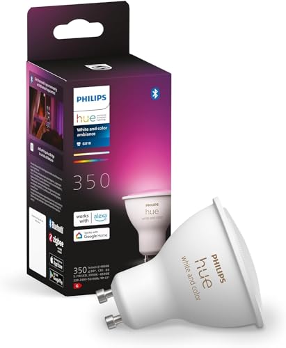 Philips Hue Connected White &amp; Color Ambience, GU10 LED Bulb, Bluetooth Compatible, Works with Alexa, Google Assistant and Apple Homekit