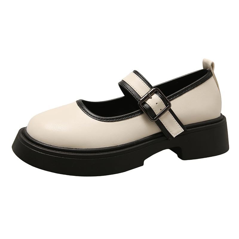 College Style Mary Jane Women's Shoes 2024 Spring and Autumn Summer New with Round Head Shallow Mouth Single one-Word Buckle Small Leather Shoes Women