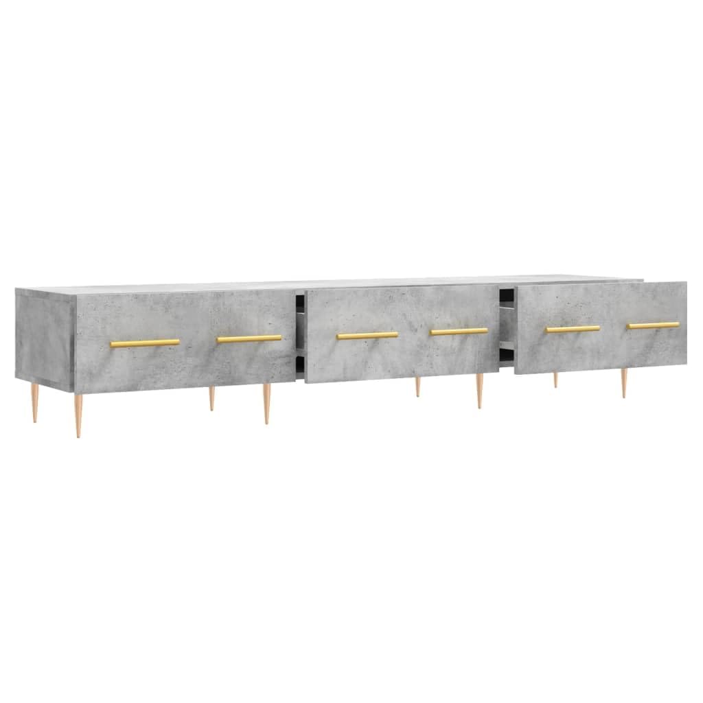Szafka pod telewizor, betonowa szara z drewnopochodnymi z żelaznymi nogami, 150 x 36 x 30 cm, niska szafka z 3 szufladami, miejsce do przechowywania do salonu i kina domowego, nowoczesny mebel