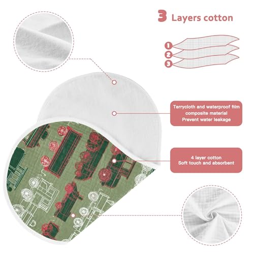 Train Camo Green Burp Cloths Baby Boys Girls Absorbent Soft Cotton Burping Cloths Rags, 4 Pack3