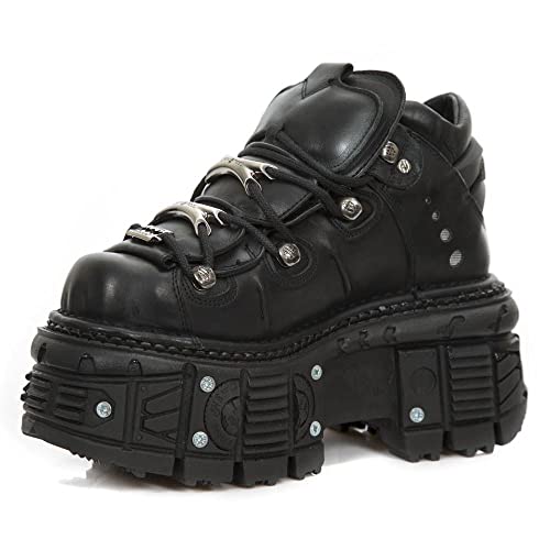 New Rock M-TANK106-C2 Unisexe Noir 100% Cuir Goth Plateforme Punk Mode Bottines Chaussure 7