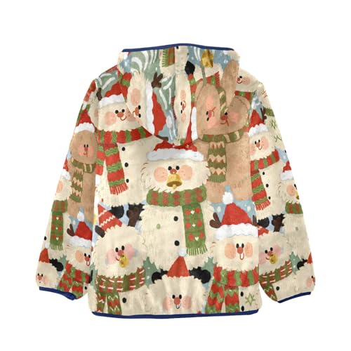 Christmas Bear Toddler Fleece Jacket Girl Boys Hooded Fleece Jacket Coat Warm Outwear Zip-up 3-10T2