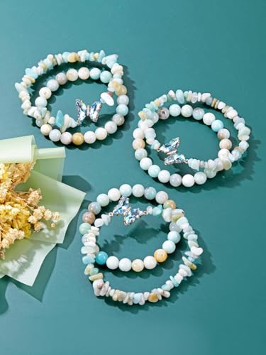 CrystalTears Crystal Butterfly Bracelets for Women Natural Healing Gemstone Beaded Bracelet Stone Layered Bracelet Crystal Jewellry Gifts Women Girls Birthday Christmas - Image 5