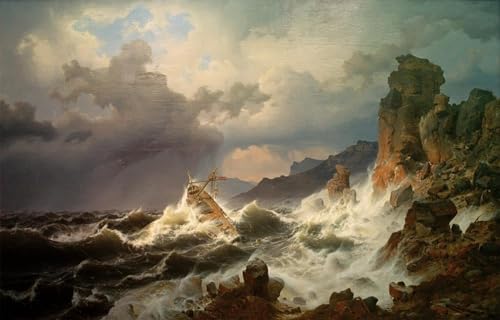 Affiches et impressions une tempête de mer sur le norvégien Achenbach poster mural 60x90