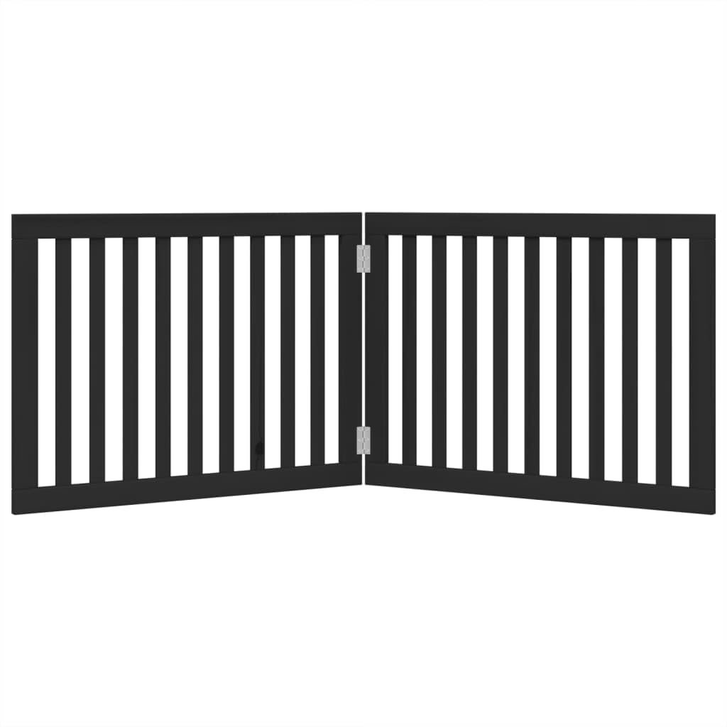 vidaXL Barrière pour Chien Pliable 2 Panneaux Noir Bois de peuplier
