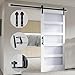 S&Z TOPHAND® 32 in x 84 in Glass Sliding MDF Barn Door with 6.6FT Sliding Door Hardware Kit,Slab Inside Covered with Water-Proof PVC Surface