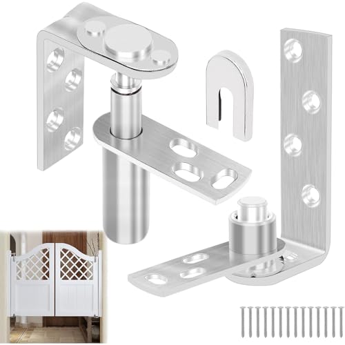 Wotendy Charniere Porte Battante en Acier Inoxydable, Charnière de Porte à Ressort Double Action pour Porte de Café/Bar ou de Cour, Rotation 180°, Argent