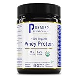 Premier Research Labs Organic Unflavored Whey Protein Powder - Clean & Pure Whey Concentrate, Keto Friendly, Natural Nutrition, 25g Protein, Readily Mixes, Low Heat Filtered - 16.8 Oz