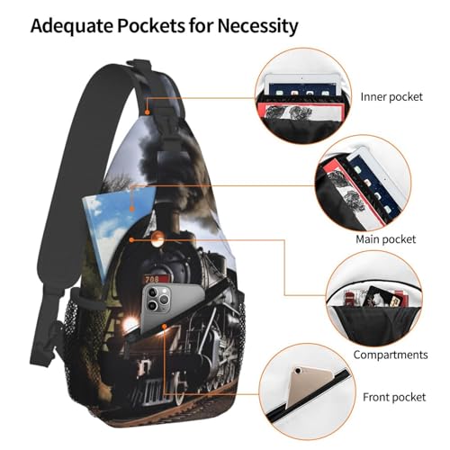 Mochila tipo crossbody Steam Train negra para senderismo miniatura 3