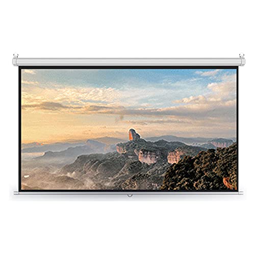 YFF-Corrimano Portable Projection Screen 4:3/16:9 HD Roll-Down Pull-Down Retractable Manual Projection Screen W/Auto-Locking, for Indoor Movie Home Theater Office