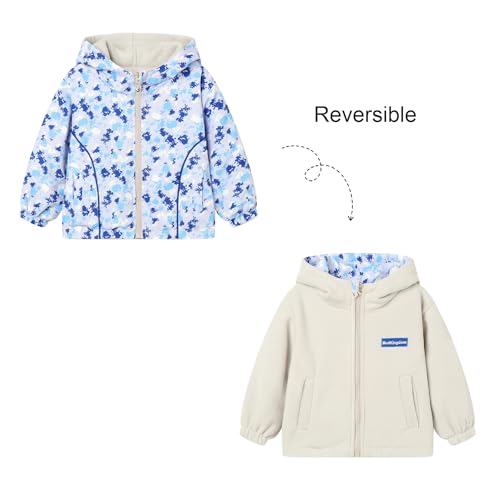 Image of Mud Kingdom Kids Reversible Fleece Jacket for Boys and Girls Waterproof Hooded Coat with Camo Print Winter Warm Outerwear