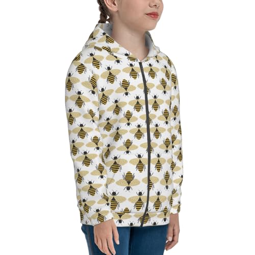 Honey Bees Kid Hoodies Boys Zip Up Sweatshirts Girls Pullover with Pocket4