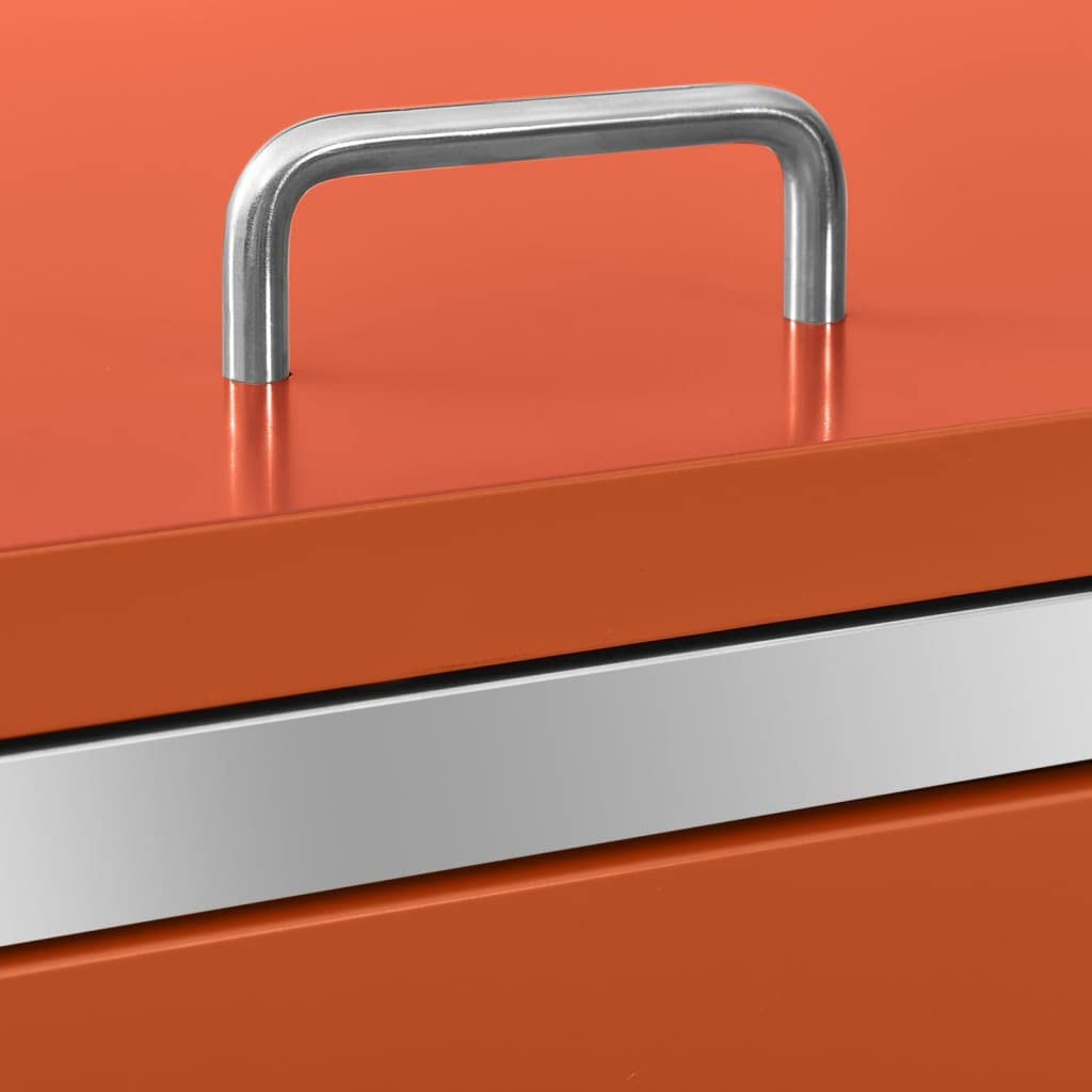 HUAKEHOM Mülltonnenbox für 3 Tonnen Abschließbar Rostfrei Müllbox Mülltonnenverkleidung Müllcontainer Gartenbox Mülltonne 207x77,5x112,5 cm Edelstahl Orange