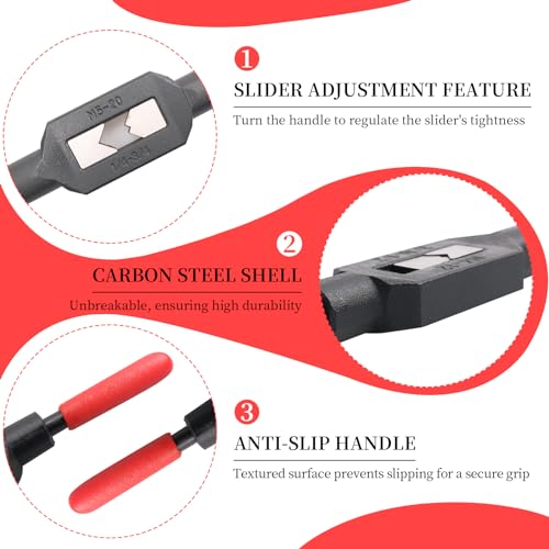 Image of 4 Pcs Adjustable Tap Wrench Screw Holder Reamer Hand Tool with Plastic Dipped Non-Slip Handle for Tap Reamer (1 /4 inch-3 /4 inch, 3 /16''-1 /2'', 1 /16''-3 /8'', 1 /16 inch-1 /4 inch)