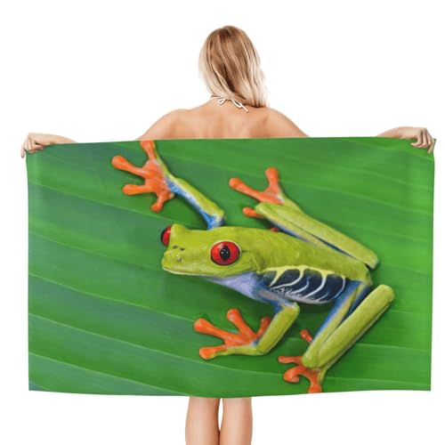 Serviette microfibre grenouille ultra douce et compacte imprimée feuilles vertes - 3
