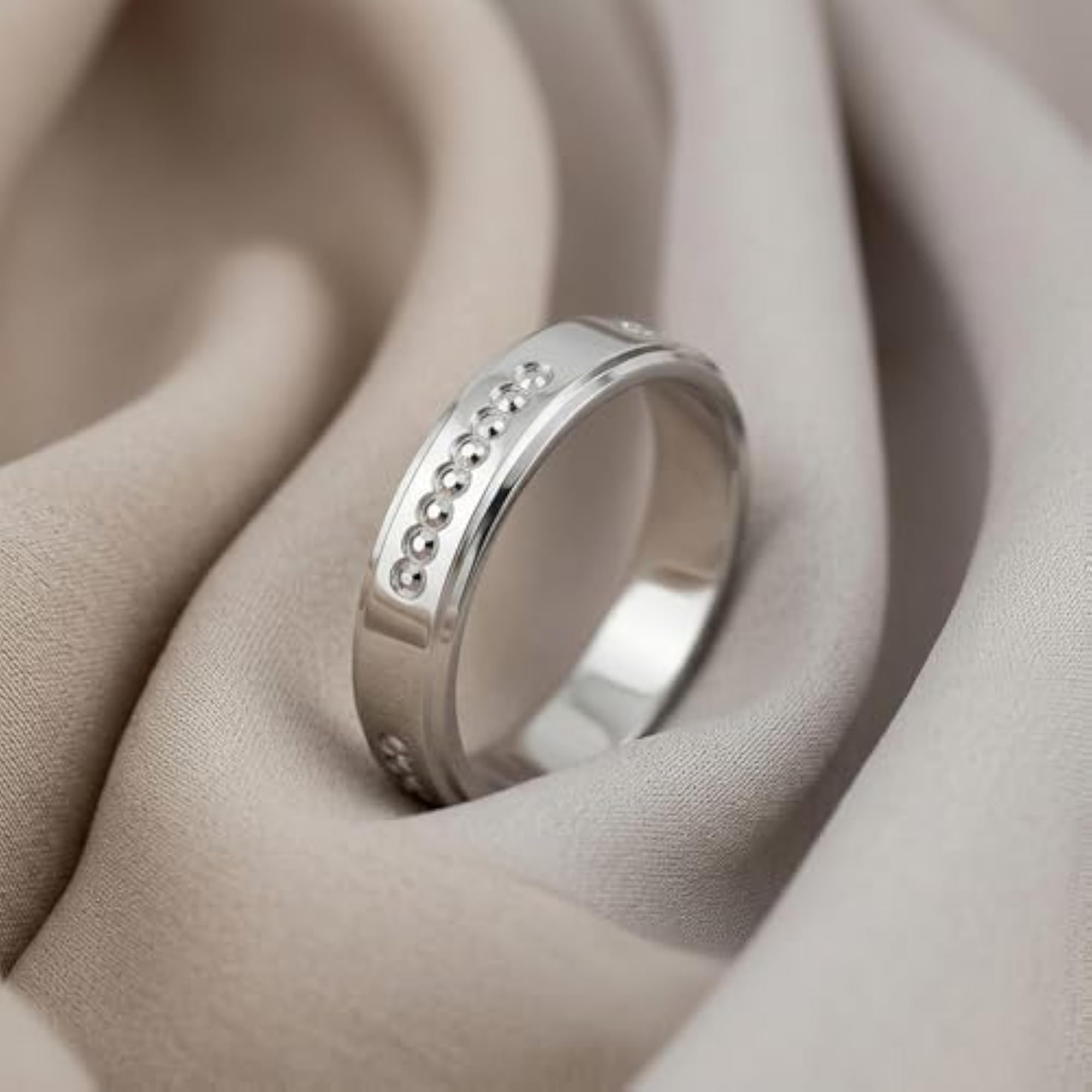 Men's Pure 925 Silver Linear Detail Ring