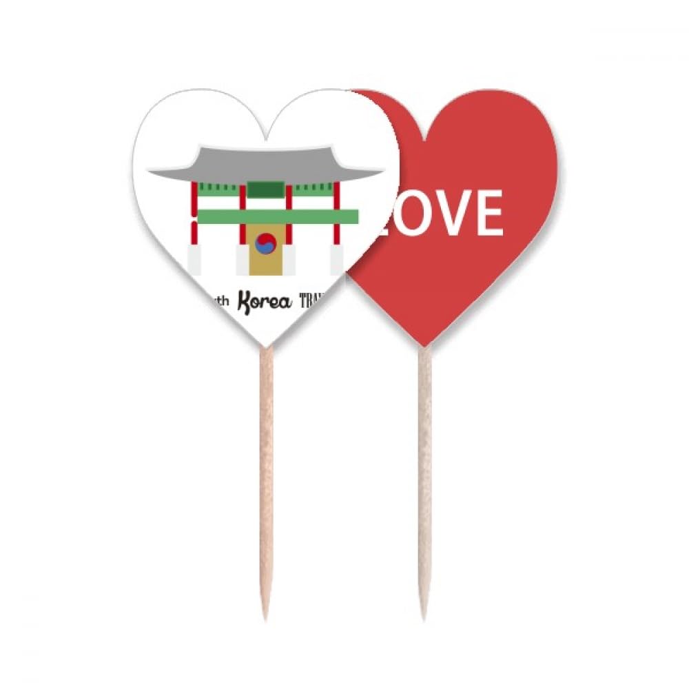Cure-dents Buk Corée du Sud drapeau love heart lable cupcake pick pour pâtisserie