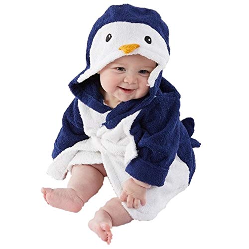 Image of Baby Boy Bathrobe Hooded Towels Unisex Infant Bath robe Towel For Toddle Terry Ultra Absorbent Durable Blankets