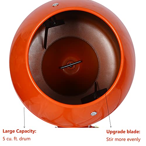 Electric Cement Mixer, 1/2 HP 370W Concrete Mixer Machine with Wheel and Stand Handle, Portable Mixing Mortar Machine Barrow Suitable for Stucco and Seeds (5 Cu.ft / 23 RPM) - Thumbnail 6