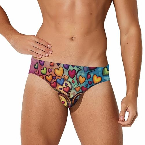 Love Heart Life Tree Men's Swim Trunks Briefs Swimsuit Swimwear Bathing for Underwear Beach