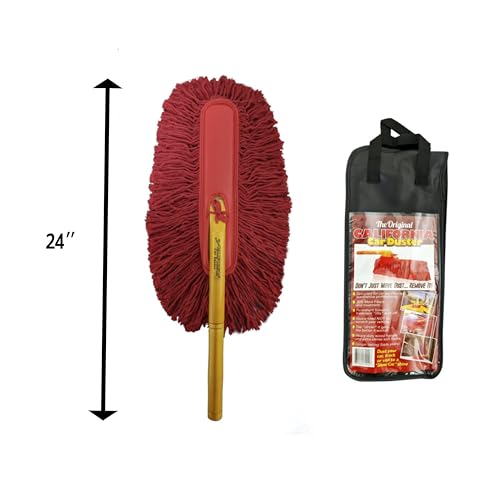 California Car Duster CCD-Original Standard Car Duster with Wooden Handle, Red