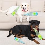 Cxqbsmy 2 Stück Unzerstörbares Hundespielzeug Quietschend Kauspielzeug, TPR Material, Flaschenspielzeug für Hunde mit Tennisball, Interaktives Kauspielzeug für Große und Kleine Hunde