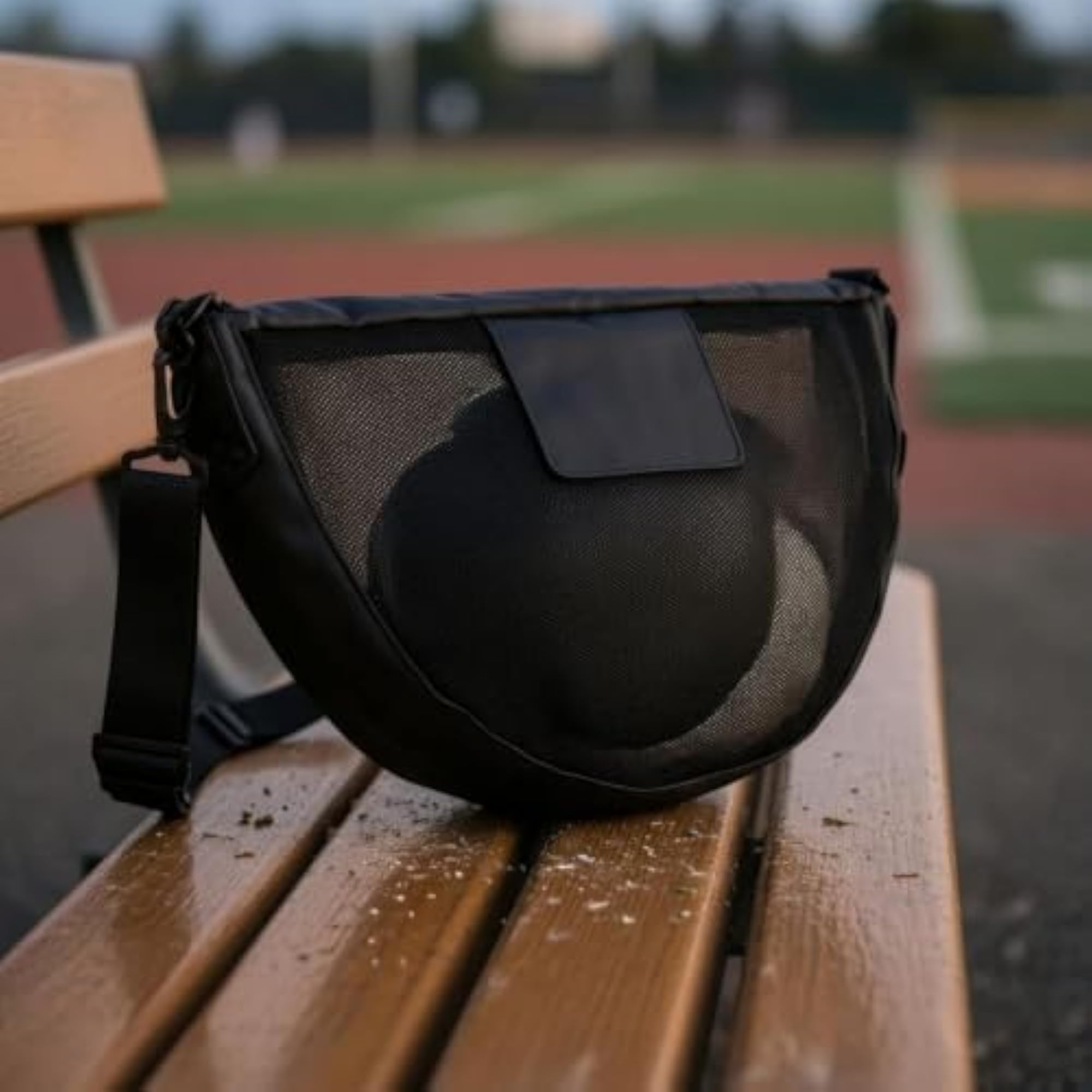Zippered Front Pocket Mesh Sports Shoulder Bag, Soft-Sided