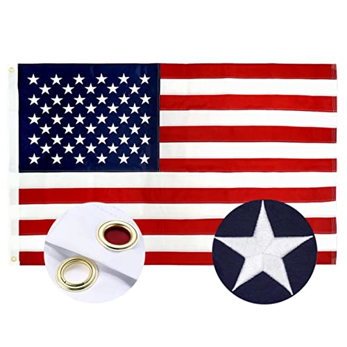 Amerikanische Flagge Mit Fransen 90x150 Cm - Bestickte Sterne, Nylon, Für Innen & Außen