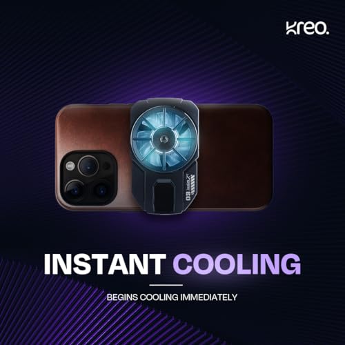 Image of Kreo Frost Mobile Phone Cooler, Lightweight Mobile Cooler for Gaming with Rapid Cooling and Silent Fan | Cooling Fan for Mobile with Clamp Style Secure Attachment | Compatible with iPhone and Android