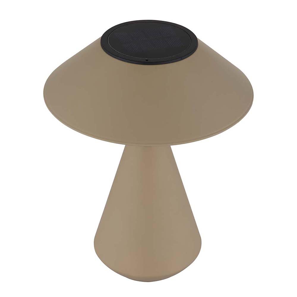 Solarlampe Tischleuchte Außenlampe sandfarben LED Gartenlampe Balkonlampe, Edelstahl, LED 3000K warmweiß, H 23 cm
