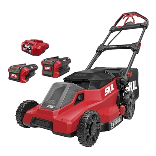 Image of SKIL PWR CORE 40 Brushless 40V 20-Inch Self-Propelled Mower Kit with Smart Caddy, Includes 6.0Ah & 4.0Ah Batteries and 150W Charger - SM2010C-24