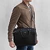 David Jones - Sac à Main Business Porte-Document Homme Simili Cuir PU - Cartable Travail Sacoche Ordinateur Portable Multi Poche - Mallette Serviette Affaires Professionnel Epaule Bandoulière - Noir #1