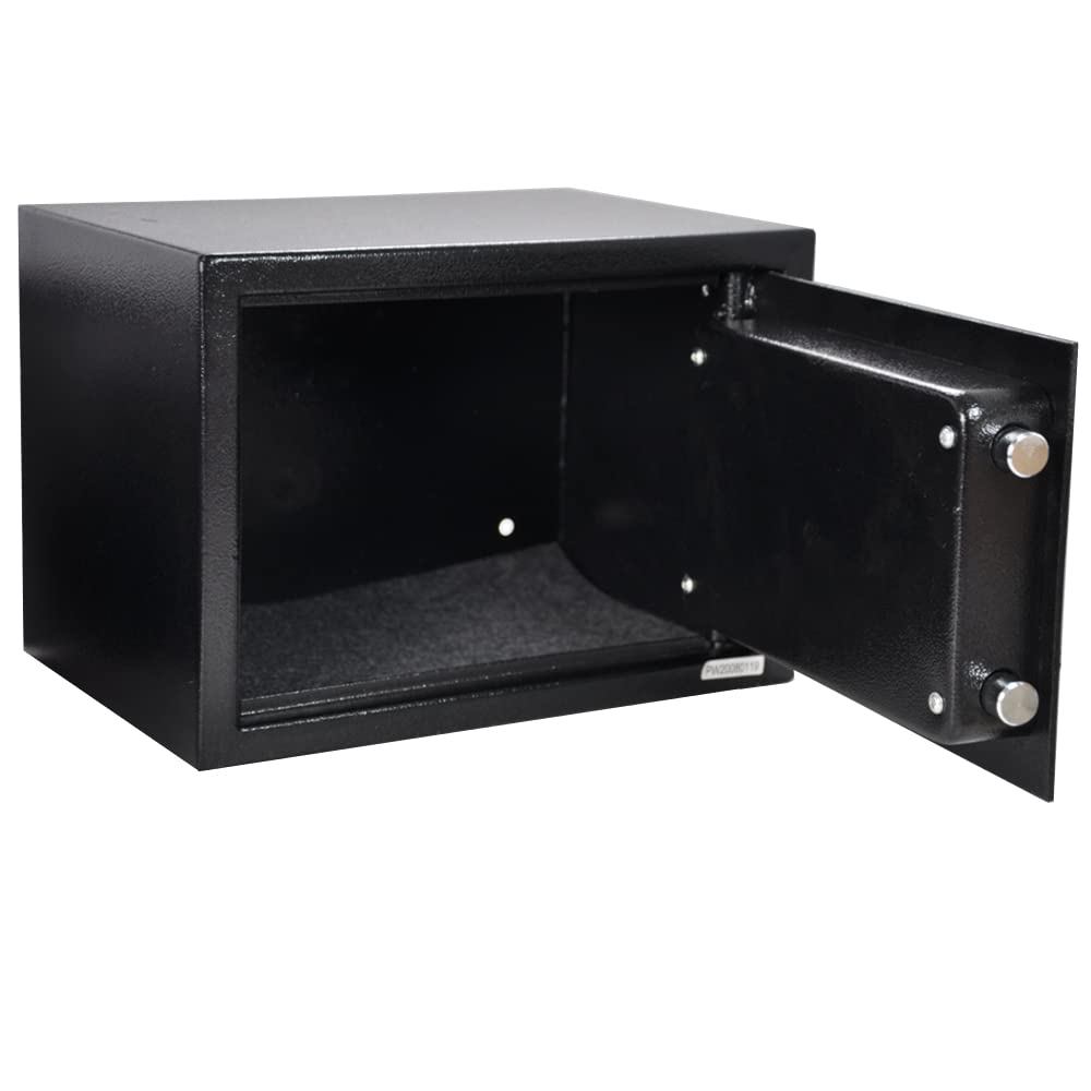 Cassaforte per mobili con serratura a combinazione meccanica e doppia serratura con 2 chiavi (350 x 250 x 250 cm), colore: nero