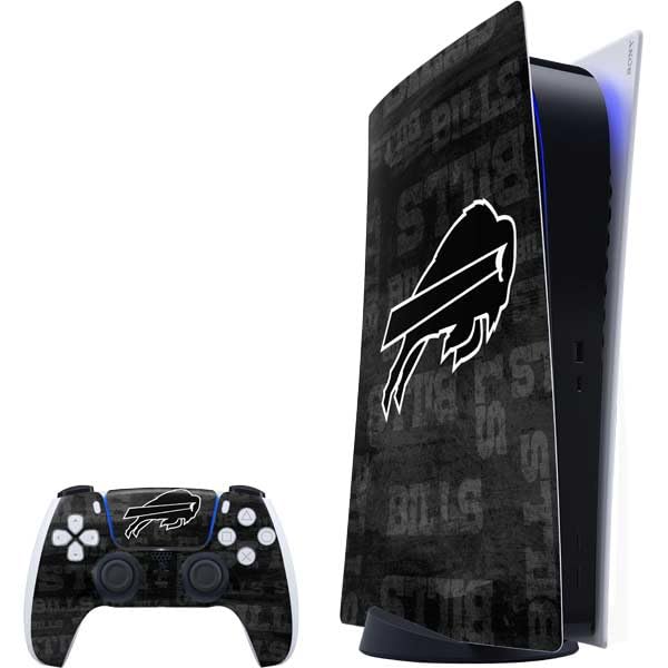 Skinit Decal Gaming Skin Compatible with PS5 Bundle - Officially Licensed NFL Buffalo Bills Black & White Design