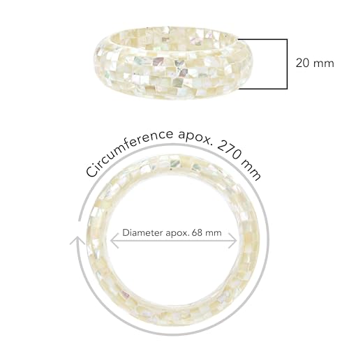 AeraVida Iridescent Mosaic of White Mother of Pearl Bangle Bracelet | Elegant Sterling Silver and Mother of Pearl Jewelry for Women | Stylish Mosaic Design Bracelet4