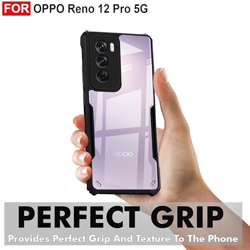 Image of Zapcase Back Case Cover for Oppo Reno 12 Pro 5G | Compatible for Oppo Reno 12 Pro 5G Back Case Cover | Clear Case with Camera Protection | (TPU + PC | Matte Black)