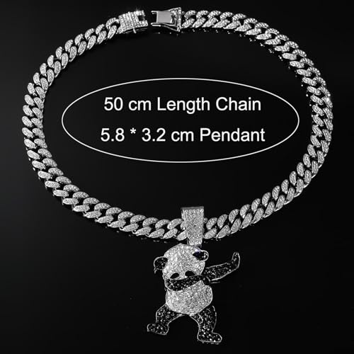Cuban Pendant Necklace, Miami Ice Out Chain Necklace, Animal Pendant Hip-Hop Jewelry for Men Women, 20inch3