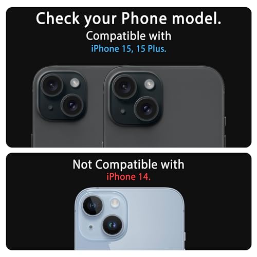 Image of ArmourPro Premium Camera Lens Protector Tempered Glass Compatible For iPhone 15 and iPhone 15 Plus Tough HD Individual Aluminum Alloy Rings 9H Camera Cover , Scratch-Resistant,Camera Lens Protection| Black