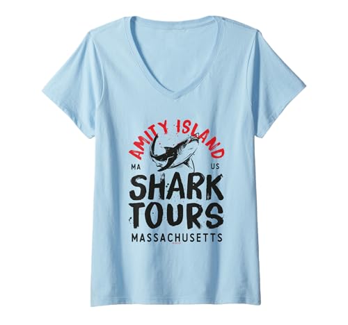 Image of Women's Amity Island Jaws Shark Tours Adventure V-Neck T-Shirt