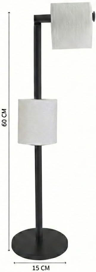MSV Toilet Roll Holder Stand 15 x 60 x 15 cm Independent Stainless Steel Look Matte Black