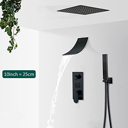 Système de douche noir mat avec mitigeur LCD pour salle de bain moderne - 3