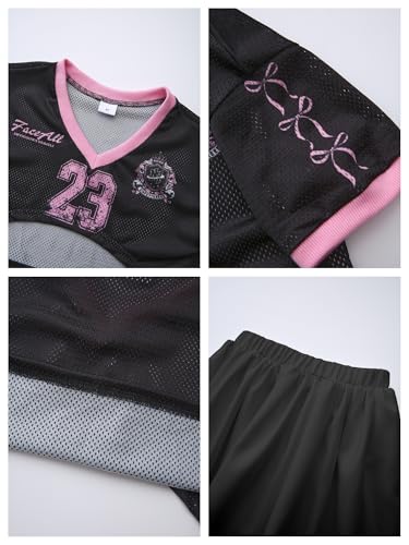 Image of PureChapter Tween Girls 2 Piece Outfits Short Sleeve Tops and Pleated Skirt Set, Cute Pleated Skirt for Girls Size 7-14