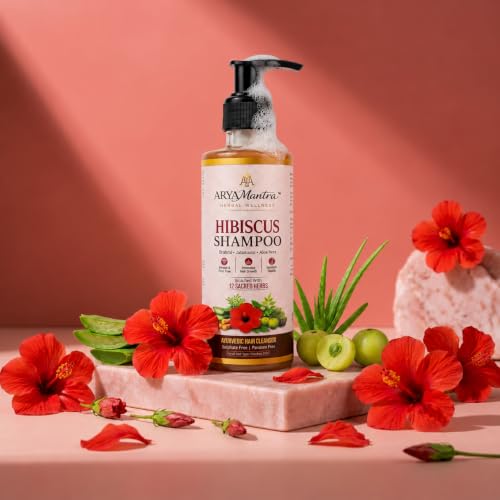 Image of Hibiscus Hair Growth Shampoo | 12 Ayurvedic Herbs with Hibiscus, Brahmi, Amla, Bhringraj, Reetha, Shikakai & Aloe Vera | Sulfate & Paraben Free | Helps Reduce Hair Fall & Dandruff | Nourishes Scalp for Healthy, Smooth Hair | For Women & Men | 200 ml