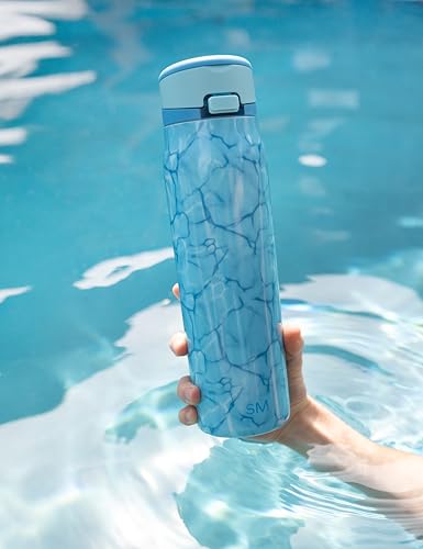 Image of Simple Modern Water Bottle with Straw & Handle | 30oz | Pool | Mesa Loop Insulated Water Bottle for School, Sports, Travel | Leak Proof, Stainless Steel | Pool Day